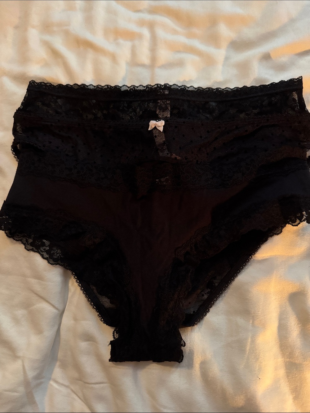 NWT Victoria's Secret Cotton Lace Panty Bundle in Black